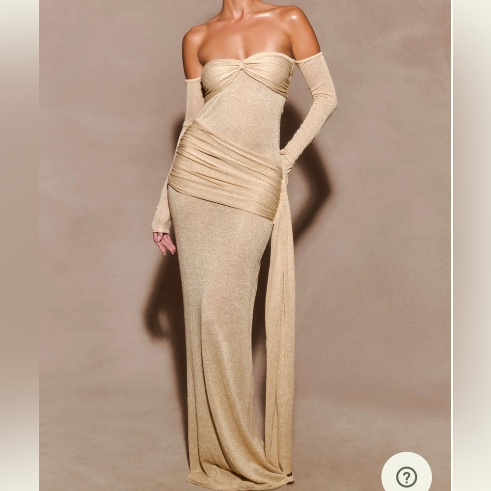 Mesh Ingrid Metallic Knit Maxi Dress - Bronze